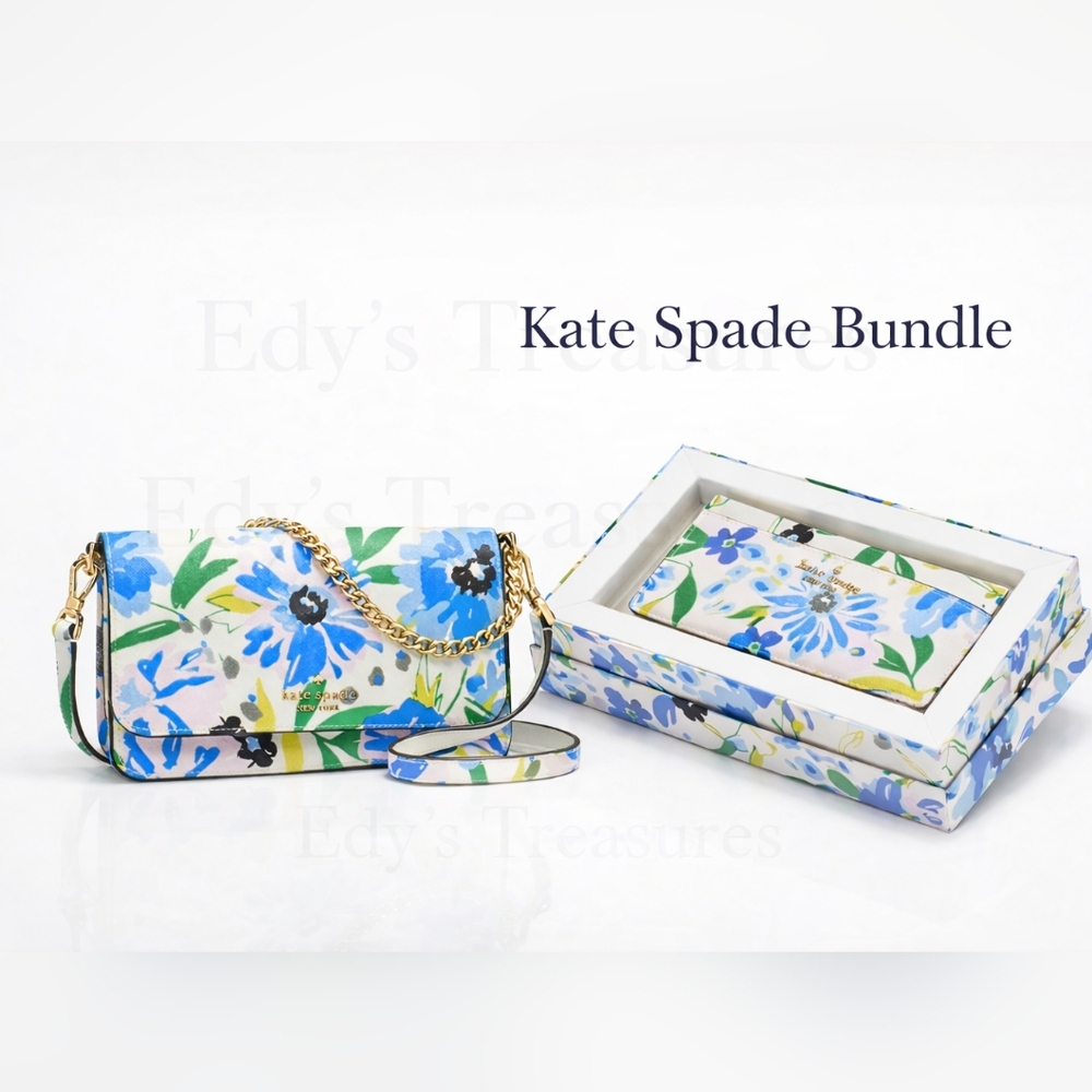 Kate Spade Madison Floral Willow & Large Slim Card Holder Set – Retail $448